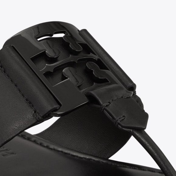 TORY BURCH * $228 * Georgia Black Logo Enamel Sandal - Picture 8 of 8